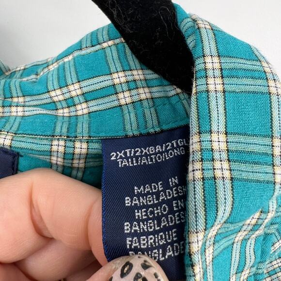 Vintage Wrangler Plaid Pearl Snap Long Sleeve Casual Button Down Men's 2XL - Picture 5 of 9